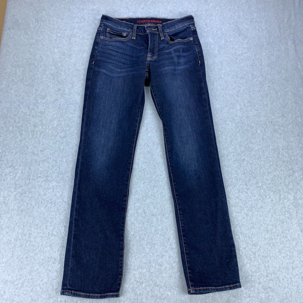 Lucky Brand Sweet Straight Jeans Women 4/27 Dark Wash Mid Rise Denim 7W13788